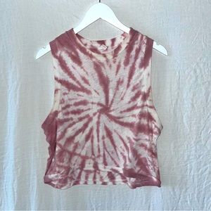 Cream and pink tie dye Free People Love tank